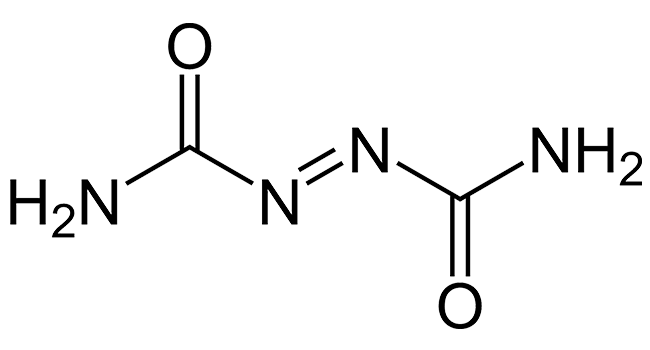 azo-di-carbonamide - Bir de gıda katkı maddesi , azodikarbonamid bir olarak kullanılan un ağartma maddesi ve bir hamur kremi 